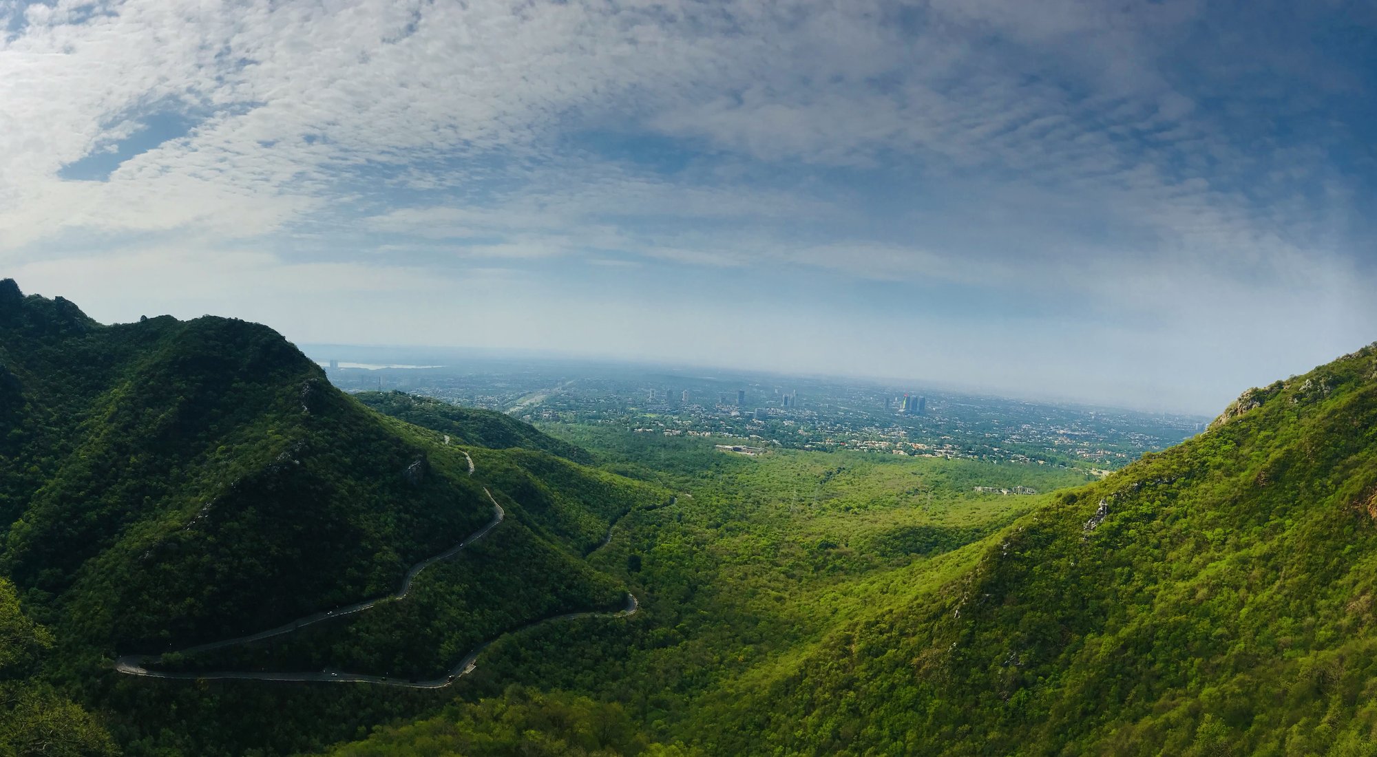 Panoramic view of the forested Margalla Hills near Islamabad